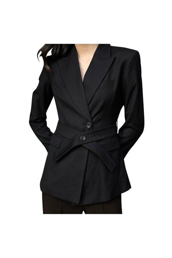 Raincoat Ladies Water Proof with Hood Womens Casual Work Blazer Open Front Long Sleeve Cardigan Suit Jacket Plus Size Blazers Jacket Overcoats with Detachable Waistband S-15 Black S