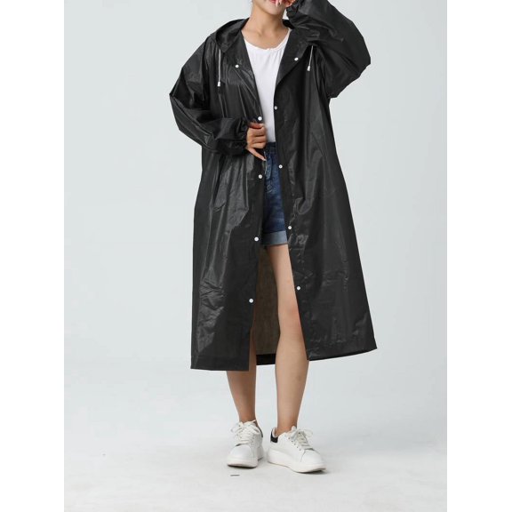 Raincoat,Portable EVA Rain Coats Reusable Rain Pomkkxi with Hood and Elastic Cuff,Unisex Men Women Lightweight Clear Rain Wear