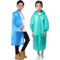 Raincoat Rain Poncho for Kids, 2Pack Reusable EVA Rain Coats for 6-14 Boys Girls, Rain Jackets Gear with Hood