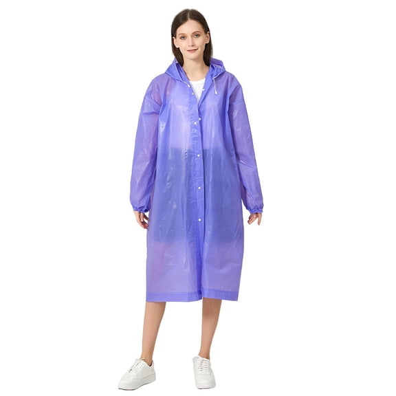 Raincoat Waterproof Rain Coat Poncho Long Rain Jackets Lightweight with Drawstring Hood for Men Women (Purple 1 Pack)