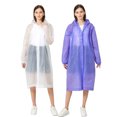 thumbnail image 1 of Raincoat Waterproof Rain Coat Poncho Long Rain Jackets Lightweight with Drawstring Hood for Men Women (White 1 pack + Purple 1 Pack), 1 of 9