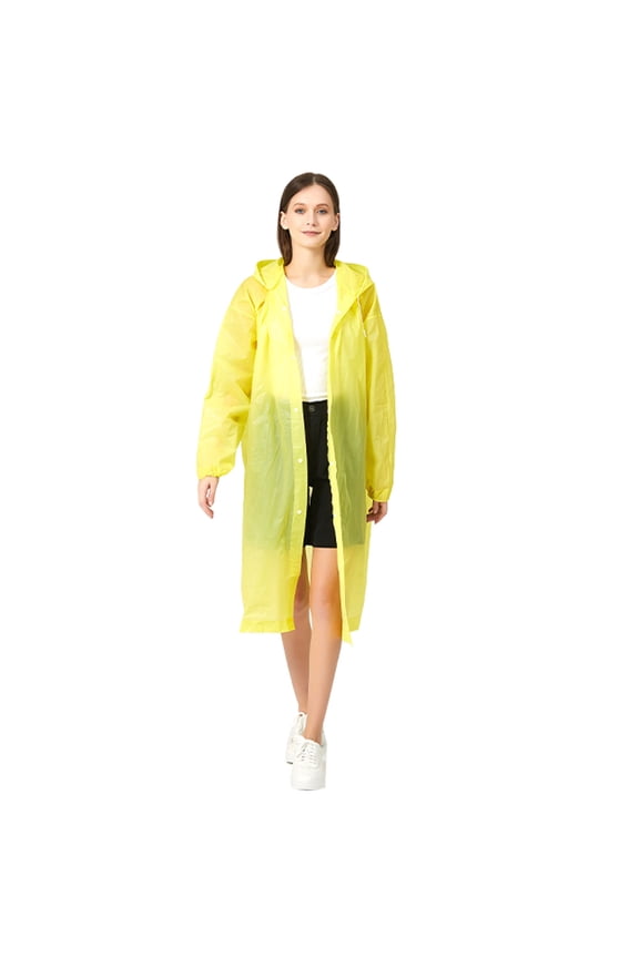Raincoat Waterproof Rain Coat Poncho Long Rain Jackets Lightweight with Drawstring Hood for Men Women (Yellow 1 Pack)