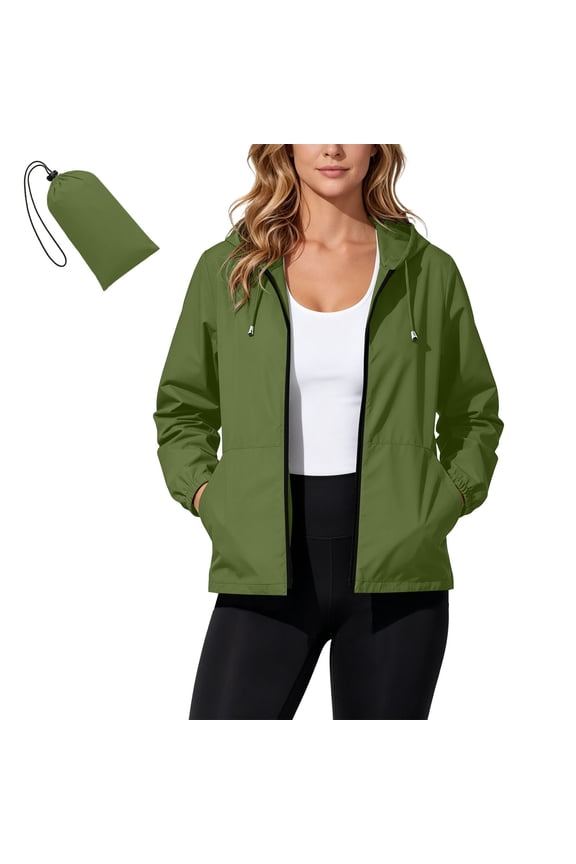 Raincoat Women Lightweight Waterproof Rain Jackets Packable Outdoor Hooded Windbreaker Zip up Hiking Travel Jacket