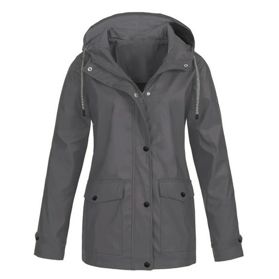 Raincoat Women,Long Waterproof Jackets for Women Plus Size, Women's Zip Lining Hooded Jackets with Pockets Solid Color Windproof Coat,Casacas Para Mujer