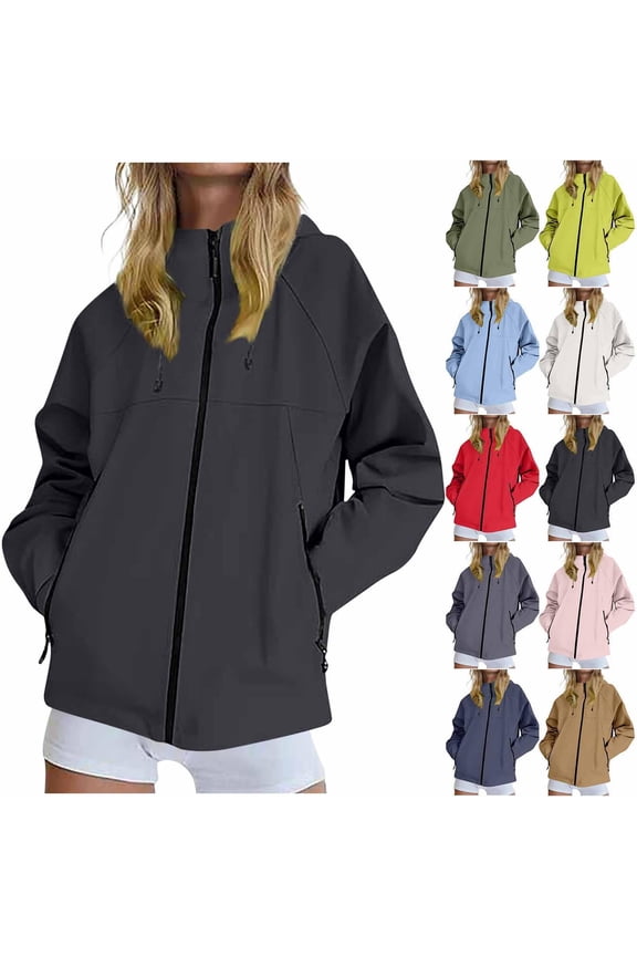 Raincoat for Women Mesh Lining Waterproof Hooded Pocket Zipper Jacket Outdoor Mountaineering Clothing Sports Jacket Windbreaker Travel Jacket Black S-4XL