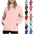 thumbnail image 1 of Raincoat for Women Cuffs Waterproof Hooded Pocket Zipper Jacket Outdoor Mountaineering Clothing Sports Jacket Windbreaker Travel Jacket Pink S-3XL, 1 of 8