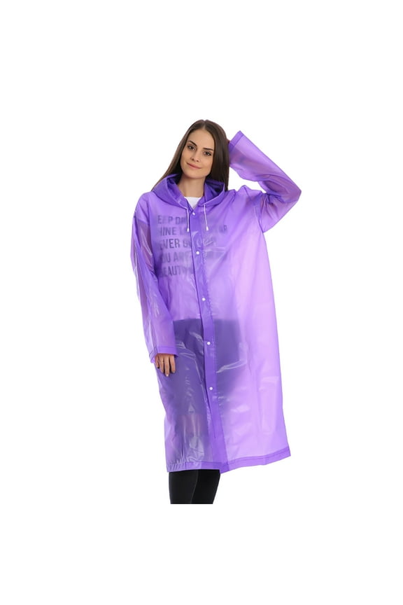 Raincoat, ZzCityTK Waterproof Reusable Adult Rain Jacket, Thick EVA Material Outdoor Hiking Travel Coat with Hood, Purple