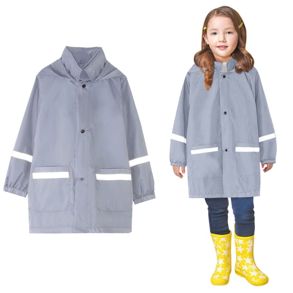 Raincoat for Boys Waterproof Rain Jackets Reusable Kids Ponchos with Hood Tween Poncho 10-11 Years