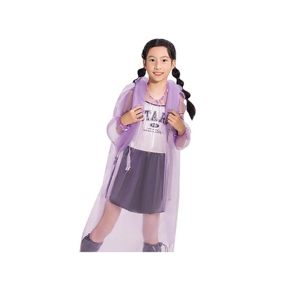 Raincoat for Girls Lightweight Waterproof Girls Rain Jacket Reusable Rain Ponchos with Hood Light Rain Jacket 4-12 Years