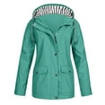 thumbnail image 1 of Raincoat for Women 2025 - Solid Striped Lined Rain Jackets Waterproof Outdoor Plus Size Hooded Lightweight Rain Coats Mint Green 3XL, 1 of 4