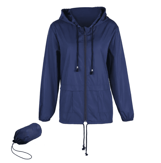 Raincoat for Women Long Sleece Zipper Waterproof Hood Blazer Jacket ...