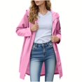 thumbnail image 1 of Raincoat for Women Waterproof Hooded Long Rain Jacket Windbreaker Travel Hiking Button Trench Coats with Pockets, 1 of 7