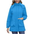 thumbnail image 1 of Raincoat for Women Waterproof with Hood Lightweight Fleece Raincoat for Hiking Trendy Windbreaker Outdoor Rain Jacket, 1 of 7