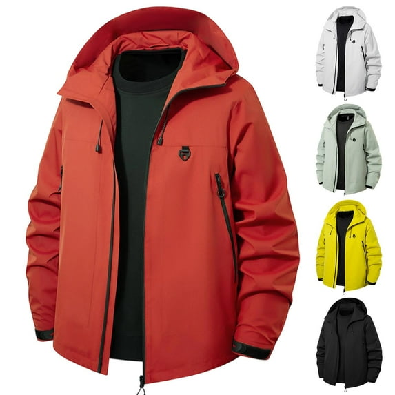 Raincoats for Men Plus Size Mens Jackets Men's Stormcoat Windproof Hooded Jacket Mountaineering Solid Color Top Waterproof Men's Long Sleeved Hooded Casual Jacket/jacket, M-5XL