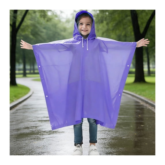 Raincoats for Kids Lightweight Waterproof Girls Rain Jacket Reusable Kids Ponchos with Hood Travel Poncho 5-10 Years