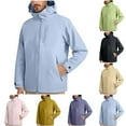 thumbnail image 1 of Raincoats for Men Men's Windbreaker Man Solid Color Windproof Water Prooft Zipper Pocket Drawstring Hooded Outdoor Jacket Coat, S-3XL, 1 of 9