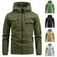 thumbnail image 1 of Raincoats for Men Men's Windbreaker Men's Solid Color Waterproof Long Sleeved Hooded Workwear With Multiple Pockets Jacket, S-2XL, 1 of 4