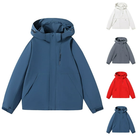 Raincoats for Men Plus Size Mens Jackets Men's Solid Color Waterproof Long Sleeved Hooded Workwear With Multiple Pockets Jacket, L-5XL