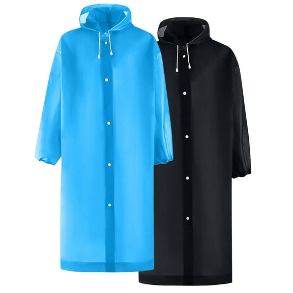 Raincoats for Men Women Reusable with Hood Waterproof Windproof Raincoat Long Outdoor Camping Rain Coats Light Blue Free Size