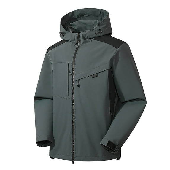 Raincoats for Women with Hood Colorblock Waterproof Windproof Full-zip Hoodie Rain Jacket Zipper Pocket Windbreaker (3X-Large, Gray)