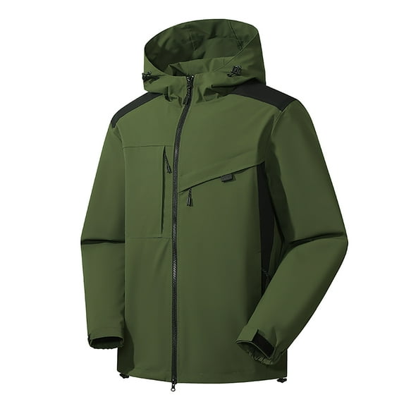 Raincoats for Women with Hood Colorblock Waterproof Windproof Full-zip Hoodie Rain Jacket Zipper Pocket Windbreaker (5X-Large, Army Green)