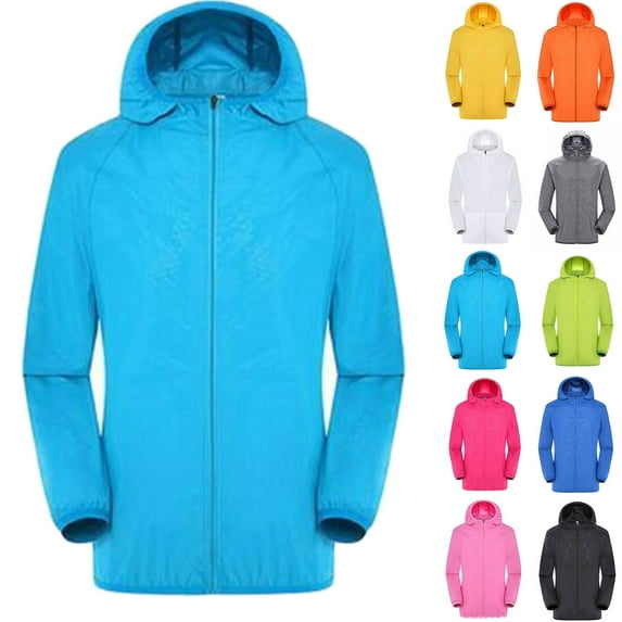 Raincoats for Women with Hood Women Men Windproof Jacket Outdoor Bicycle Sports Quick Dry Windbreaker Coat Top Sky Blue M