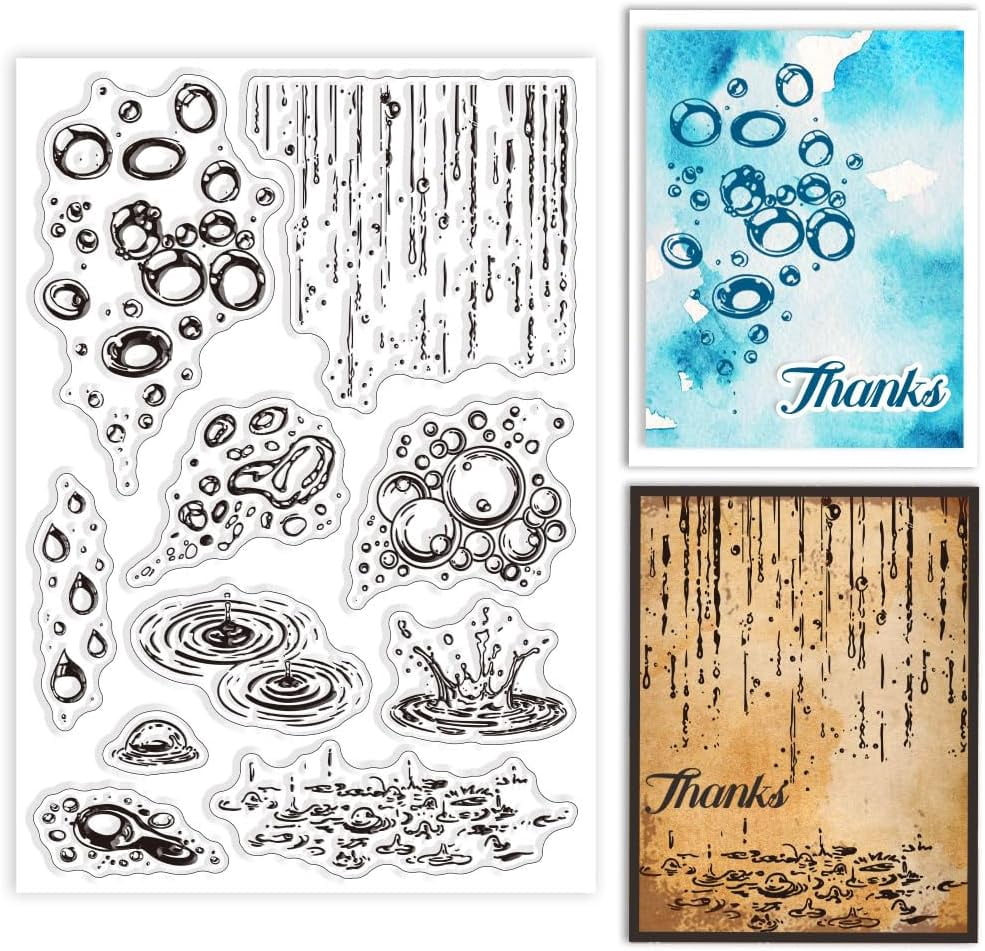 Raindrop Clear Stamps Water Drop Clear Rubber Stamps Droplets Silicone ...