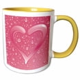thumbnail image 1 of 3drose, Raindrop Heart in Pink, 15oz Two-tone Yellow Mug, 1 of 6