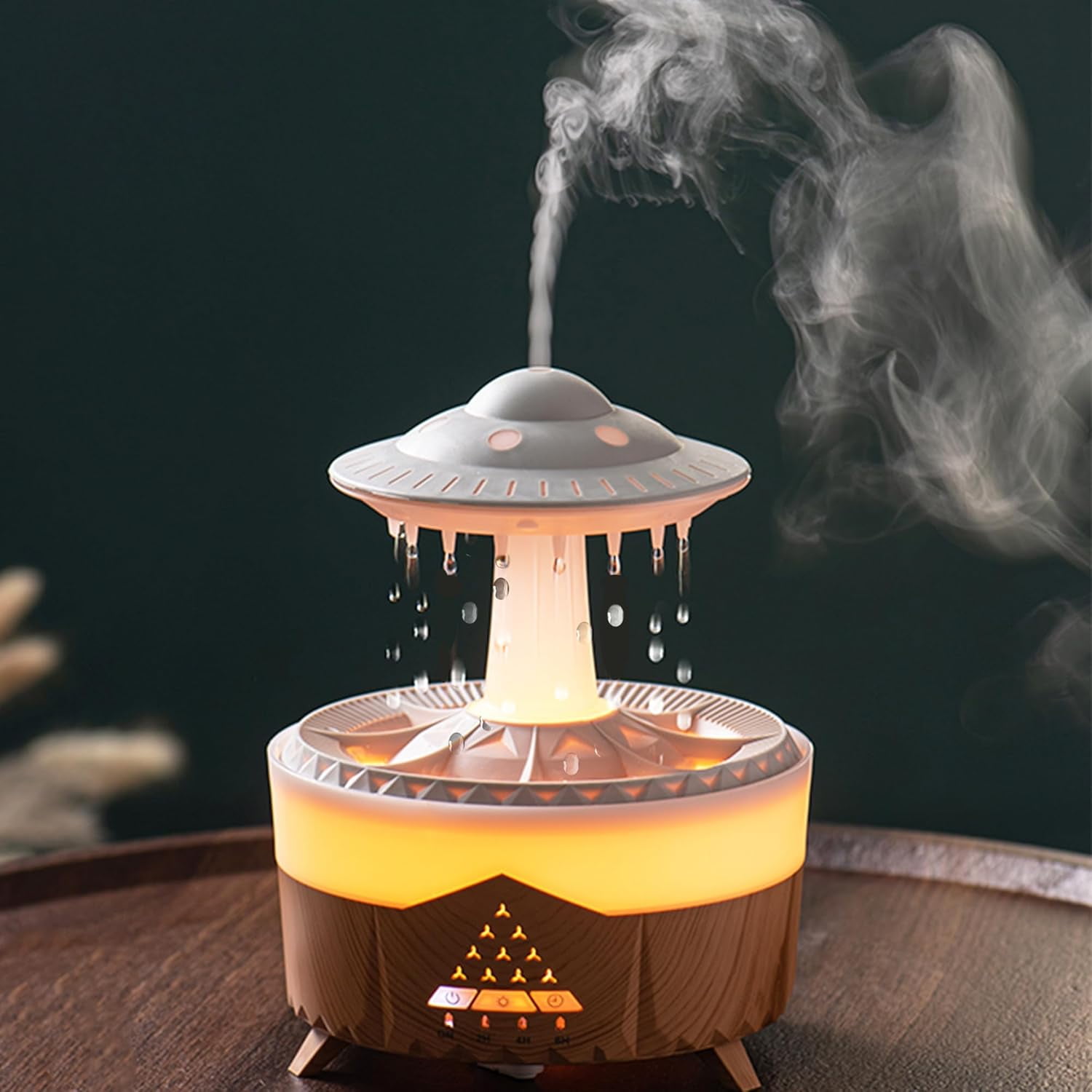 Raindrop Humidifiers for Bedroom -Essential Oil Diffuser with 7 Colors ...