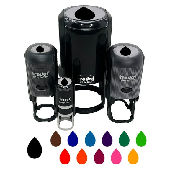 Raindrop Teardrop Self-Inking Rubber Stamp Ink Stamper - Red Ink - Small 3/4 Inch