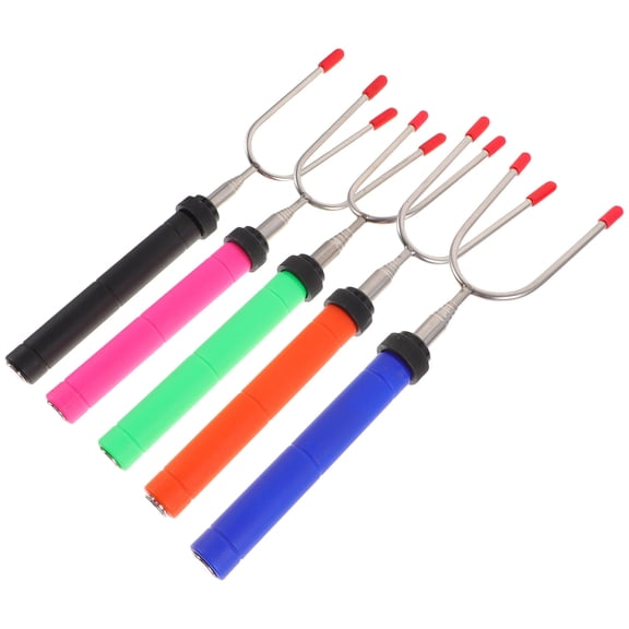 Raindrops 5Pcs BBQ Meat Hooks Stainless Steel Grilling Forks Black Grill Supplies