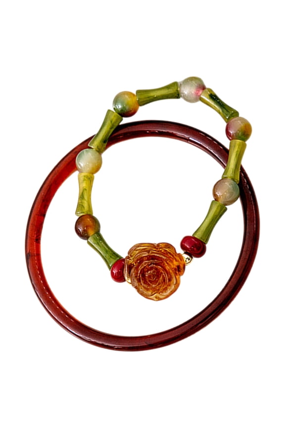women bracelets Bamboo Beaded Bracelet Assorted Color 1 Pair