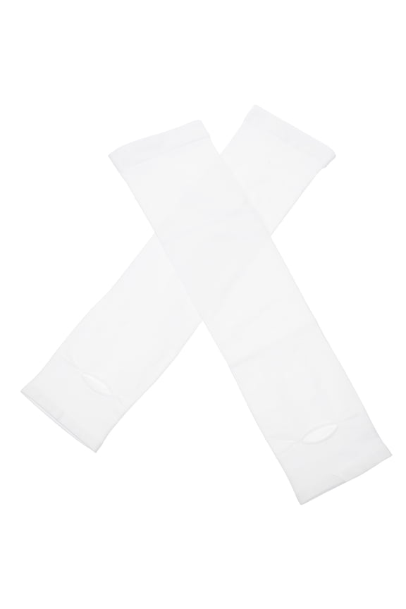 1 Pair Cooling Arm Sleeves Uv Sun Protection Unisex White Nylon Cooling Silk For Cold Weather Use 35x0.39in