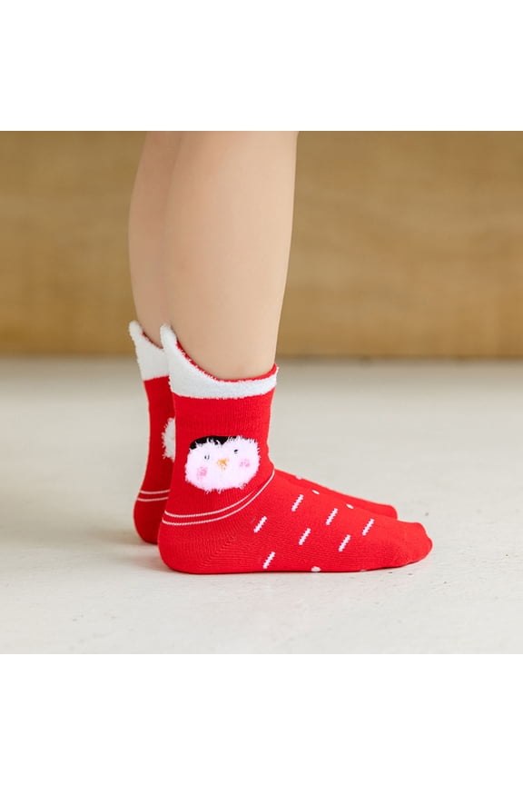 1Pair Xmas Cotton Socks Penguin Pattern Warm Lightweight Breathable Socks for Wear