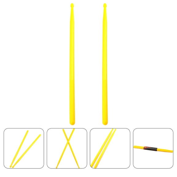 Raindrops Percussion Drum Sticks Nylon Yellow for Drum Set Lightweight Grip 1Pair