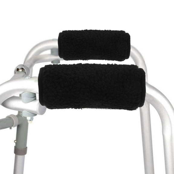 Raindrops Walker Handle Grip Black Silicone Sponge Comfortable Anti-Slip 1Pair