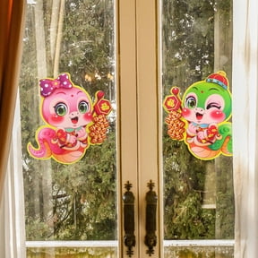 Raindrops 1Pair Assorted Color Chinese New Year Door Stickers Wear Resistant Window Clings