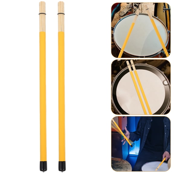Raindrops 1 Pair Professional Bamboo Rods Drumsticks for Acoustic Performance in Yellow 40.5Cm X 1.5Cm