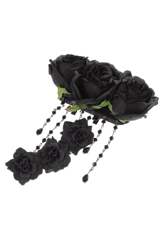 1 Pair Rose Hair Clip For Women Gothic Style Metal Cloth Accessory