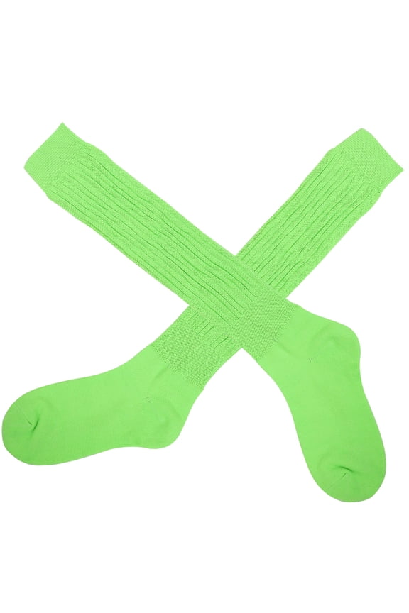 1 Pair Scrunching Socks Fluorescent Green For Women Cold Weather Polyester