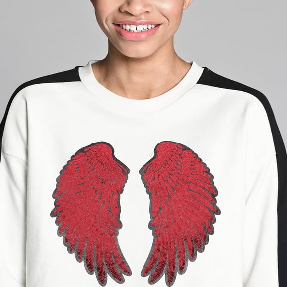 Raindrops 1 Pair Sequin Wings Patch Small Decorative for Art Projects Bags Hats Red Sequins