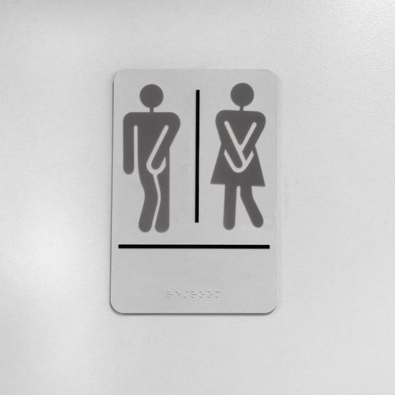USHOBE Restroom Directional Signs, Baked Enamel Black Finish, 1 Pair, 5.89 x 2.28 x 0.12 Inch Bathroom Guide