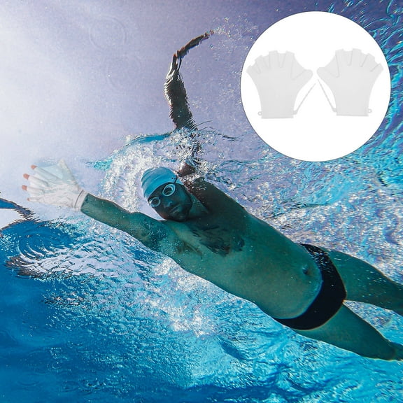 Raindrops 1 Pair White Paddle Shape Gloves to Wear When Swimming for Water Fitness 20x20cm