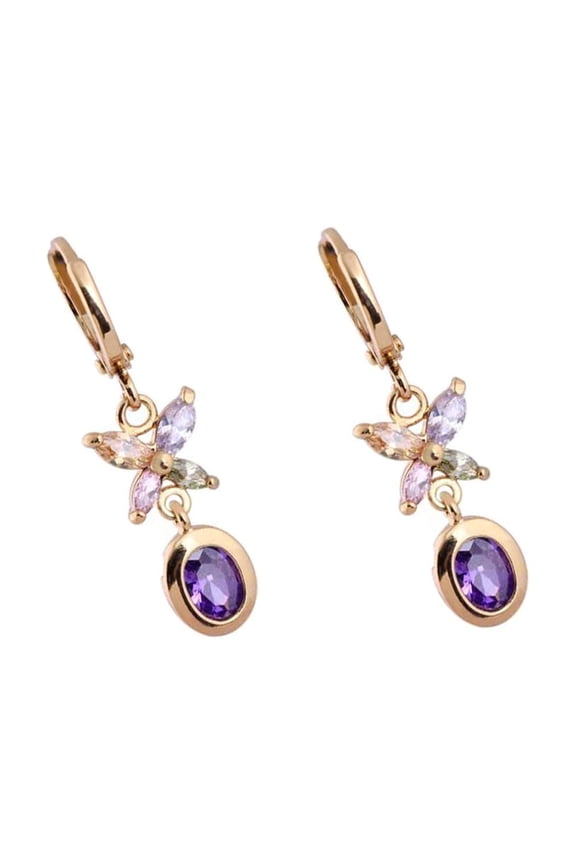 Women Ear Rings Purple Earrings Modern Minimalist Design 1 Pair
