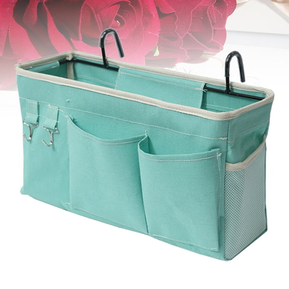 Raindrops 1 Pc Bedside Hanging Basket Storage Organizer Bedside Table Cabinet Organizer for Laptop Tablet Magazine Phone Remotes (Light Blue)