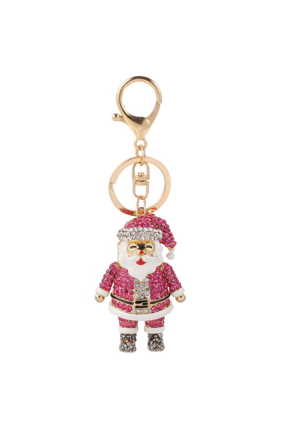 Rosy Santa Claus Keychain with Highquality Alloy Material and Rhinestone Decoration for Keys 1 Pc