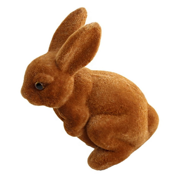 Raindrops 1 Pc Easter Resin Flocked Rabbit Adornment Simulated Handmade Rabbit Decor