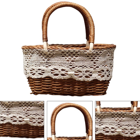 Raindrops Handwoven Willow Wedding Flower Basket, Elegant Coffee Table Decorative Basket, 1 Piece