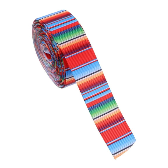 Raindrops 1 Roll Multi Colored Striped Polyester Serape Ribbon for Mexican Fiesta Decorations