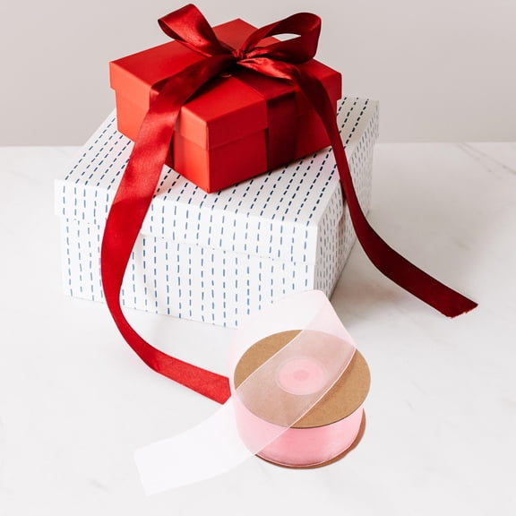 FOMIYES Chiffon Ribbon Pink Sheer Organza for DIY Crafting Holiday Decorations and Wrapping